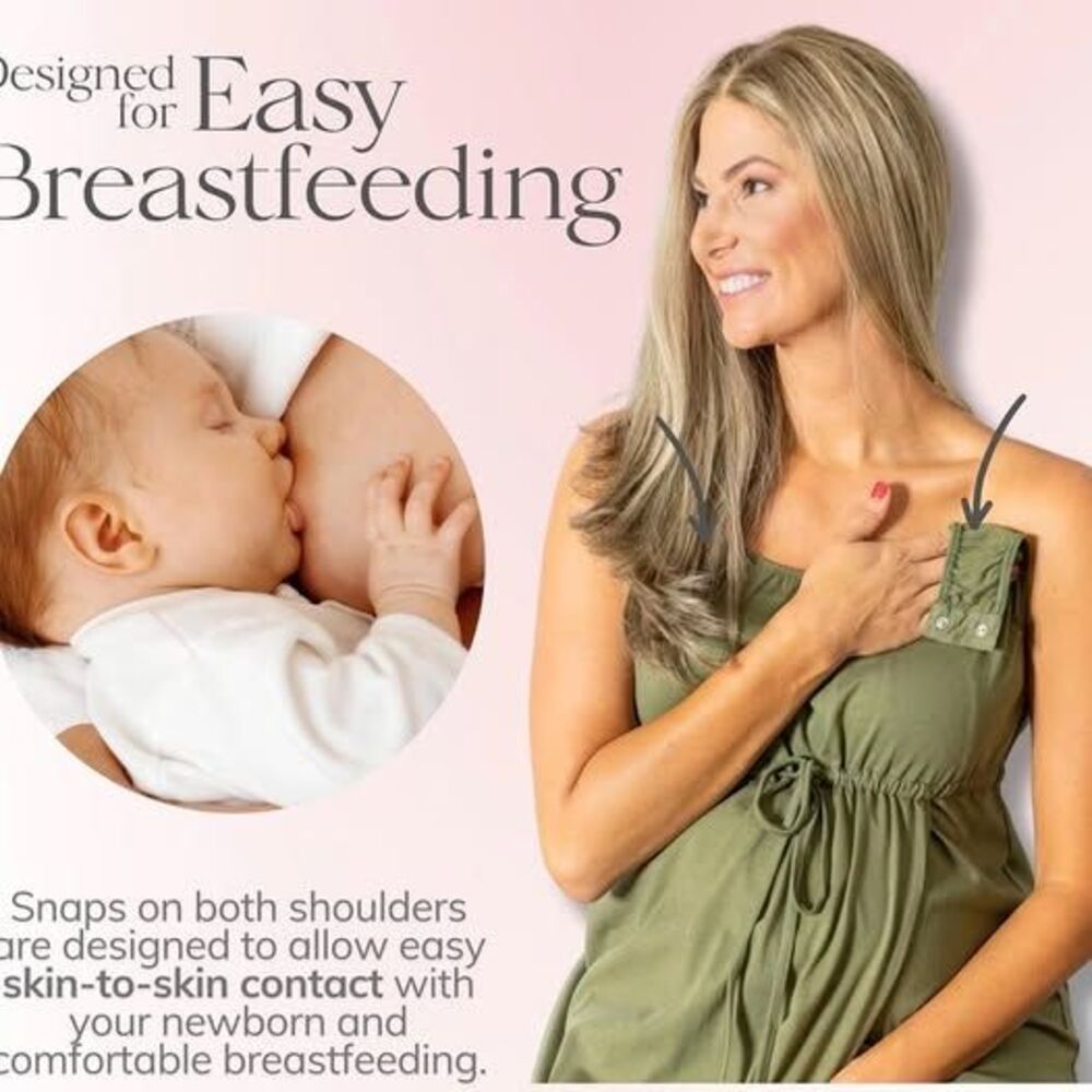 Maternity Nursing Hospital Gown S/M Labor Delivery Breastfeeding - Picture 9 of 10